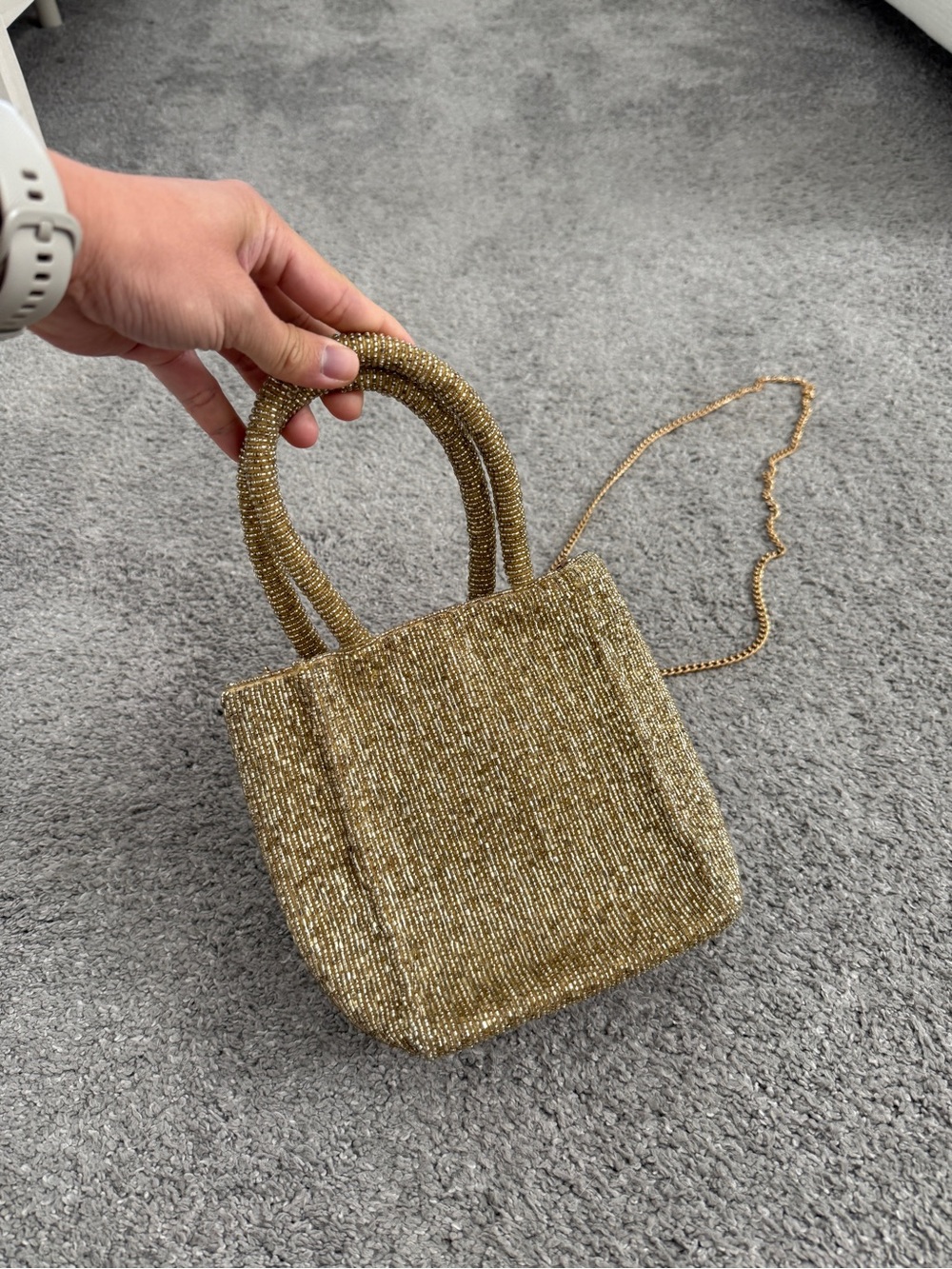 Anthropologie Gold Beaded Mini Evening Purse - Picture 5 of 6